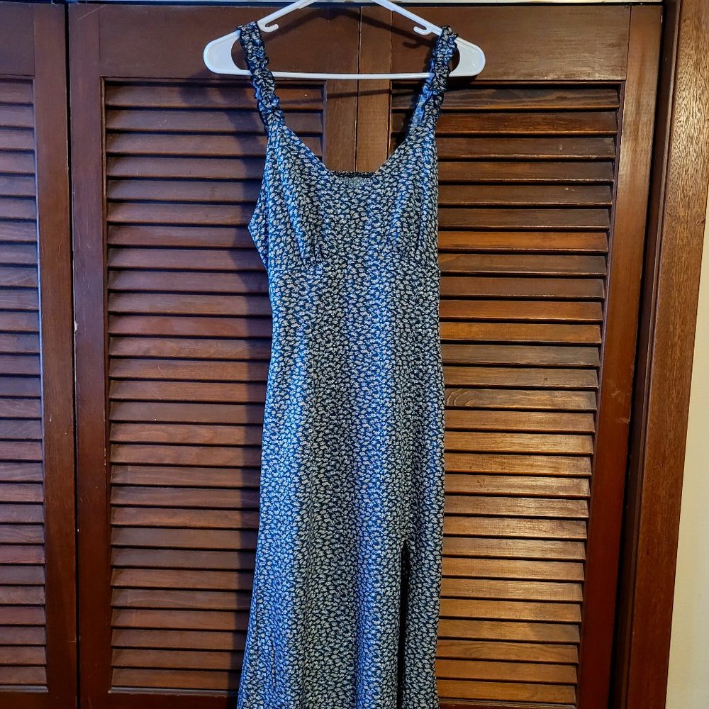 Floral Green Dress with Split Thigh
